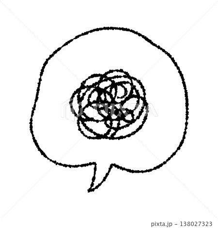 ぐるぐる悩む線と吹き出しのアイコン 138027323