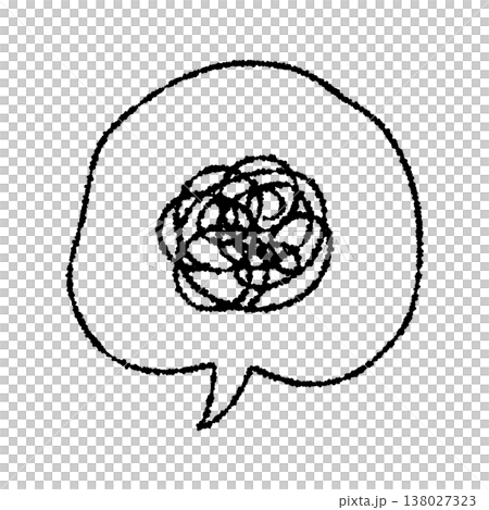 ぐるぐる悩む線と吹き出しのアイコン 138027323