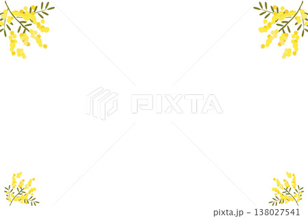 シンプルなミモザのフレーム_横 138027541