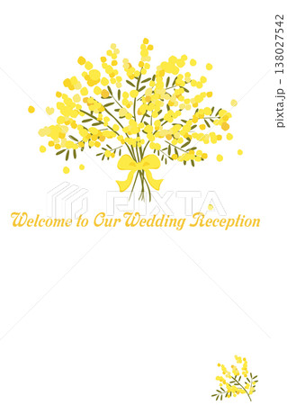 ミモザをデザインした結婚披露宴のウェルカムボードのイラスト 138027542