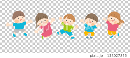 Children jumping cheerfully Children jumping cheerfully 138027856