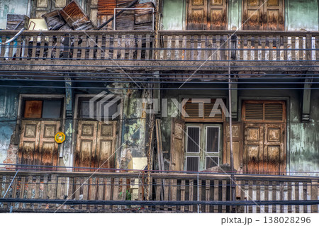 Old Weathered Shophouse Facade 138028296