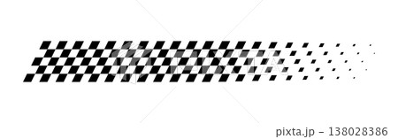 Race flag line. Black and white checker finish ribbon. Car race check grid pattern. Rally border texture. Gradient chess line. Graphic design element. Vector illustration isolated on white background Race flag line. Black and white checker finish ribbon. Car race check grid pattern. Rally border texture. Gradient chess line. Graphic design element. Vector illustration isolated on white background 138028386