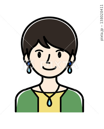 ベクターイラスト素材：笑顔の若い女性アイコン 138028411