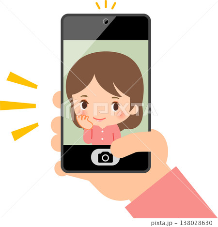 かわいいポーズと表情を作ってセルフィーを撮る女性 138028630