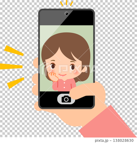 かわいいポーズと表情を作ってセルフィーを撮る女性 138028630