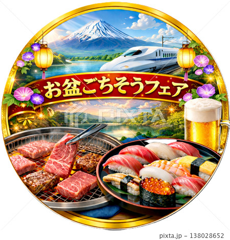 お盆のごちそうフェア　バッジ　ごちそう特集　食品フェア　A3　販売促進 138028652