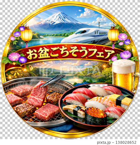 お盆のごちそうフェア　バッジ　ごちそう特集　食品フェア　A3　販売促進 138028652