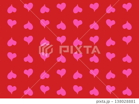 Cute hand-drawn pink hearts repeating pattern on a red background. Perfect for Valentine's Day, romantic designs, and wrapping paper. 138028881
