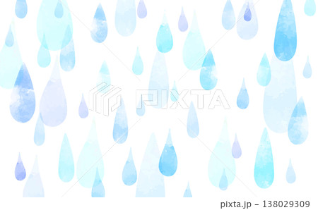 水彩風の雨の透過背景_横 138029309