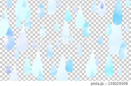 水彩風の雨の透過背景_横 138029309