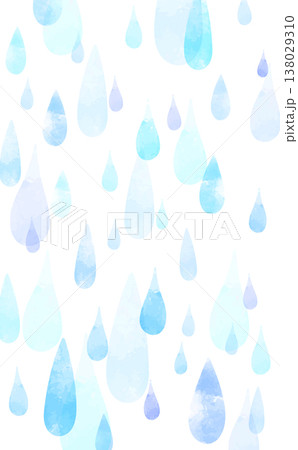 水彩風の雨の透過背景_縦 138029310