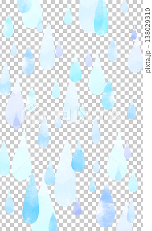 水彩風の雨の透過背景_縦 138029310