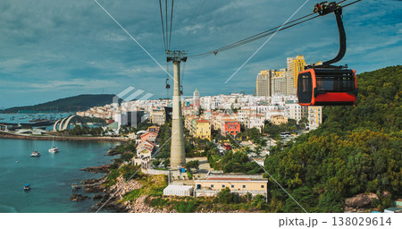 Cable car line above An Thoi town and bay, Phu Quoc Vietnam Cable car line above An Thoi town and bay, Phu Quoc Vietnam 138029614