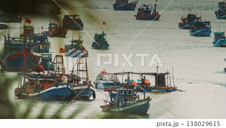 Fishing fleet anchored in harbor, Phu Quoc Vietnam 138029615