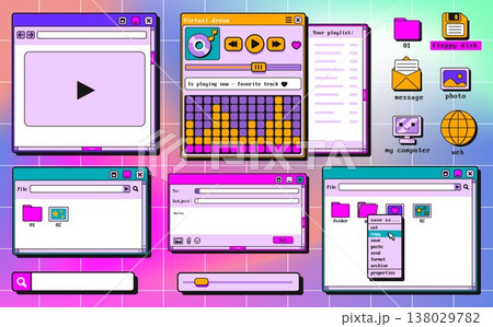 Retro Y2K computer window interface Retro Y2K computer window interface 138029782