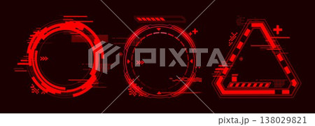 High tech hud interface with glowing alert frames 138029821