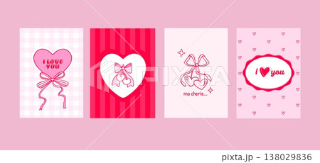 Hand drawn coquette frames with vintage bow Hand drawn coquette frames with vintage bow 138029836