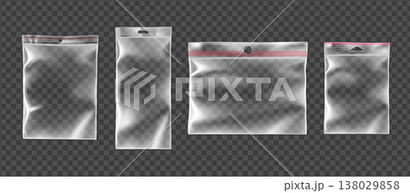 Plastic zip bags set on transparent background 138029858