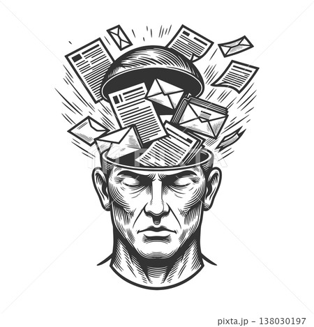 Information Overload Concept with Emails in Head 138030197