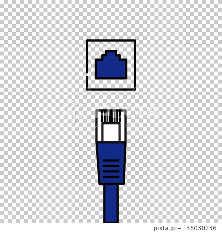 紺色のLANケーブル　イラスト素材 138030236