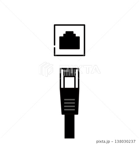 黒色のLANケーブル　イラスト素材 138030237