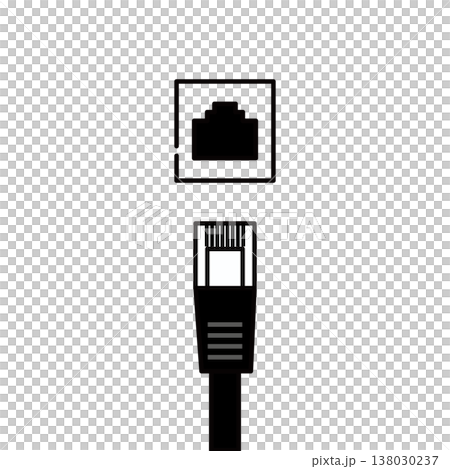 黒色のLANケーブル　イラスト素材 138030237