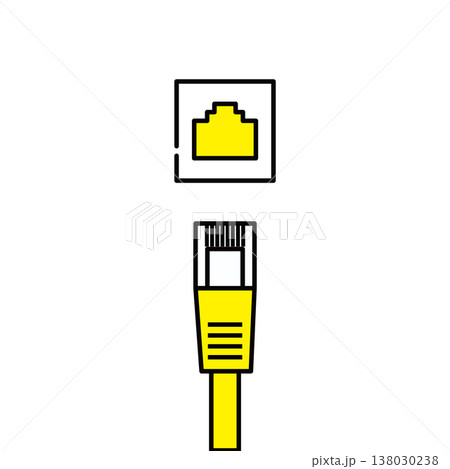 黄色のLANケーブル　イラスト素材 138030238