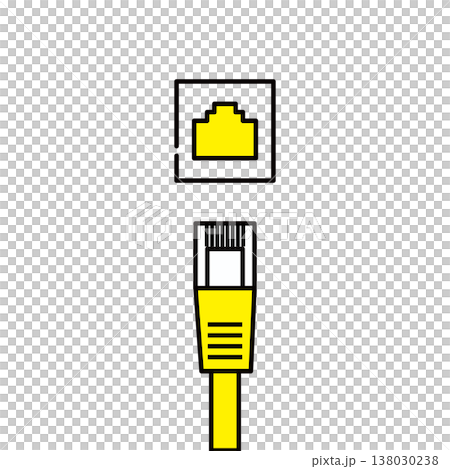 黄色のLANケーブル　イラスト素材 138030238