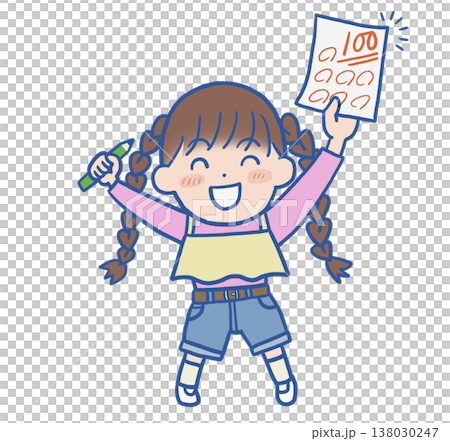 テストで100点をとる女の子 138030247