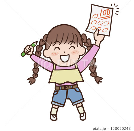 テストで100点をとる女の子 138030248