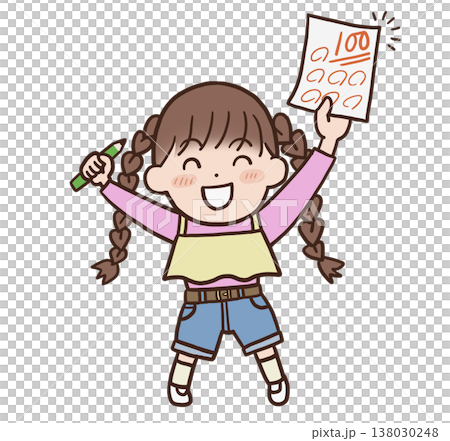 テストで100点をとる女の子 138030248