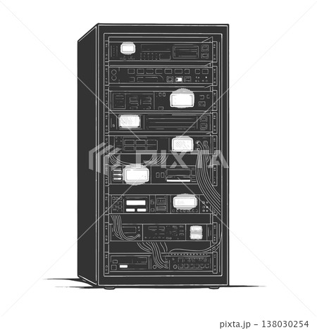 Data Center Server Rack Network Equipment vector 138030254
