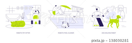 Household robots isolated cartoon vector illustrations se Household robots isolated cartoon vector illustrations se 138030281