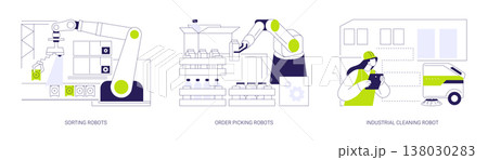 Industrial robots isolated cartoon vector illustrations se Industrial robots isolated cartoon vector illustrations se 138030283