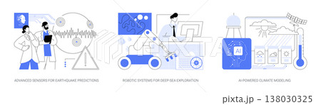 AI Advancing Earth and Climate Research abstract concept vector illustrations. AI Advancing Earth and Climate Research abstract concept vector illustrations. 138030325