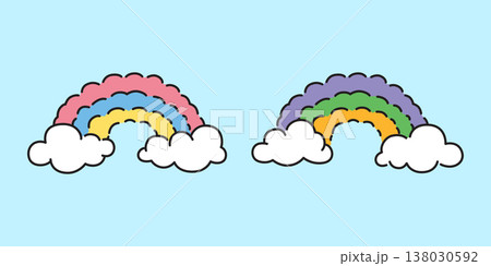 cloud cartoon icon rainbow pulffy doodle pastel logo symbol sky vector illustration design 138030592