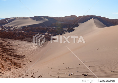 Awe inspiring sand dune landscape in Valle de la Luna desert Awe inspiring sand dune landscape in Valle de la Luna desert 138030896