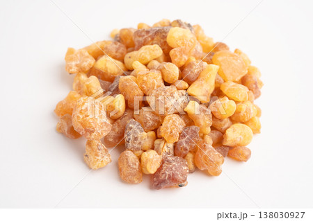 Frankincense or olibanum aromatic resin isolated on white background used in incense and perfumes. 138030927
