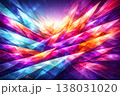 虹色のクリスタルシャードが放射状に広がる幾何学的な光のビームと鮮やかなプリズムエネルギーの抽象背景 138031020