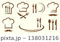 Cooking icons set with cutlery, utensil and chef hat restaurant icons 138031216