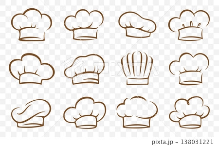 Restaurant icons set of cooking chef hats 138031221