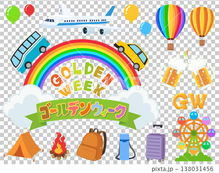 ゴールデンウィークイラストセット 138031456