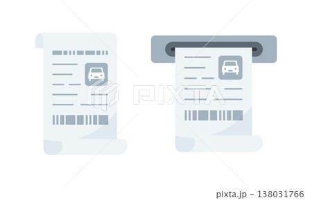 駐車券と駐車場レシートのイラスト 発券機とチケット 駐車券と駐車場レシートのイラスト 発券機とチケット 138031766