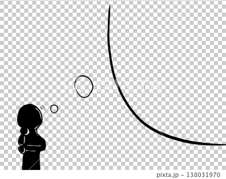 顔に手を当てながら考えている人の吹き出し 顔に手を当てながら考えている人の吹き出し 138031970