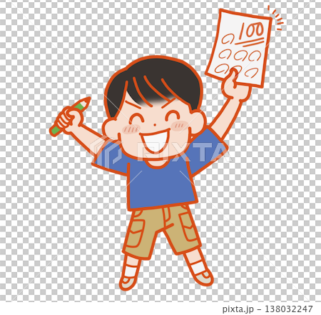 【小学生】テストで100点をとる男の子 138032247