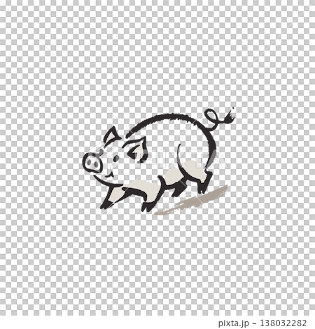 豬墨畫插圖 - 日式水墨動物藝術素材 - 透明 豬墨畫插圖 - 日式水墨動物藝術素材 - 透明 138032282
