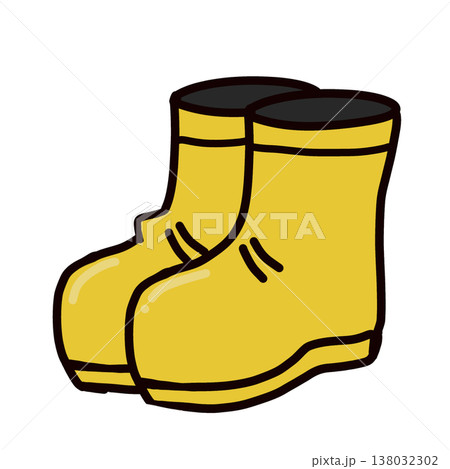 長靴（レインブーツ）のシンプルイラストアイコン(黄色) 138032302