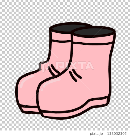簡單的粉紅色雨靴插圖圖標 138032305