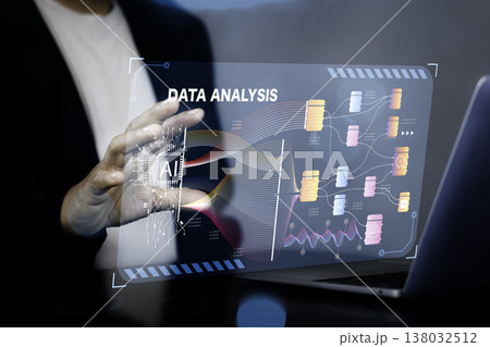 Data analysis and Management concept. businessman Using Ai technology  for data analysis and Management . big data analysis, Software for archiving, searching,  managing and analysis. 138032512